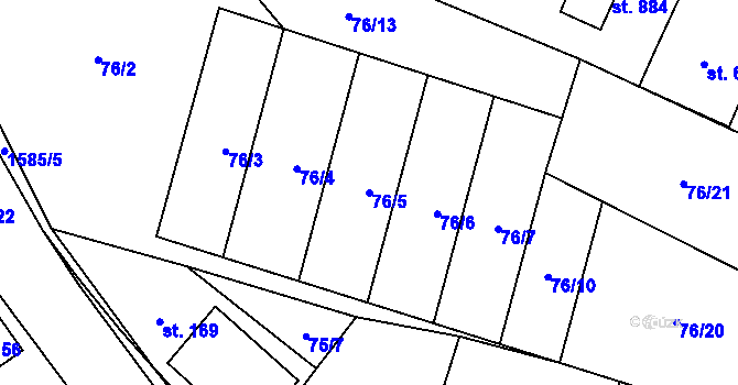 Parcela st. 76/5 v KÚ Štíty-město, Katastrální mapa