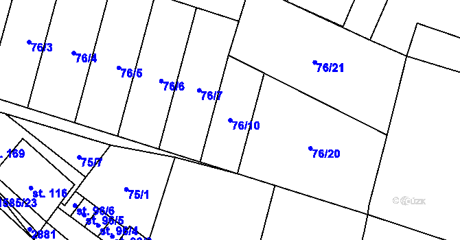 Parcela st. 76/10 v KÚ Štíty-město, Katastrální mapa