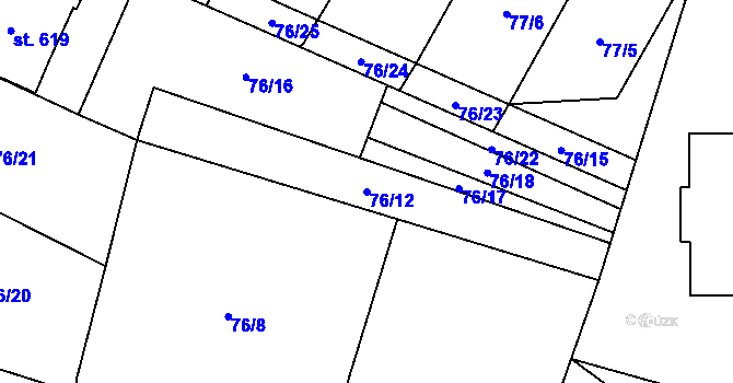 Parcela st. 76/12 v KÚ Štíty-město, Katastrální mapa