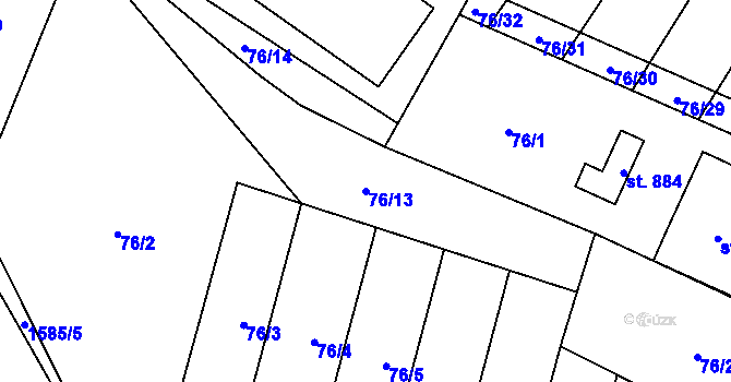 Parcela st. 76/13 v KÚ Štíty-město, Katastrální mapa