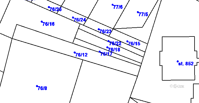 Parcela st. 76/17 v KÚ Štíty-město, Katastrální mapa