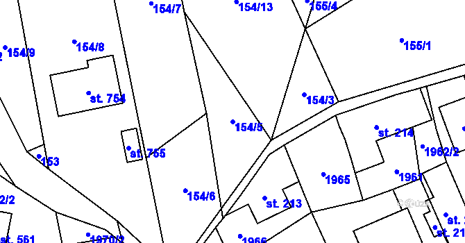 Parcela st. 154/5 v KÚ Štíty-město, Katastrální mapa