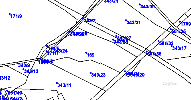 Parcela st. 343/4 v KÚ Štíty-město, Katastrální mapa