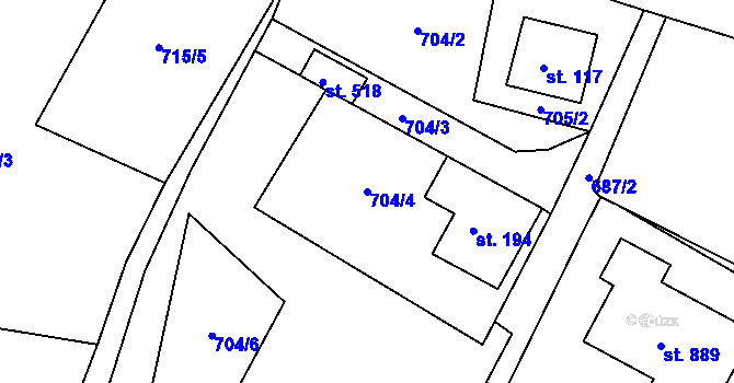 Parcela st. 704/4 v KÚ Štíty-město, Katastrální mapa