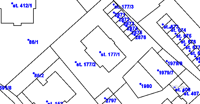 Parcela st. 177/1 v KÚ Štíty-město, Katastrální mapa