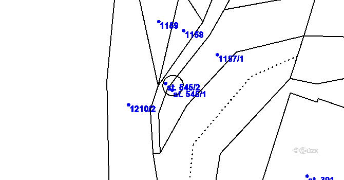 Parcela st. 545/1 v KÚ Štíty-město, Katastrální mapa