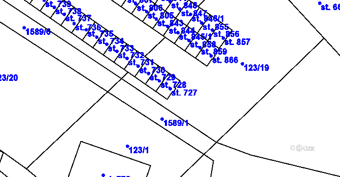 Parcela st. 727 v KÚ Štíty-město, Katastrální mapa