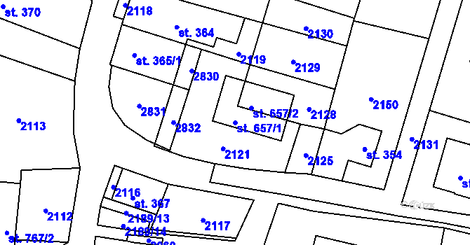 Parcela st. 657/1 v KÚ Štíty-město, Katastrální mapa