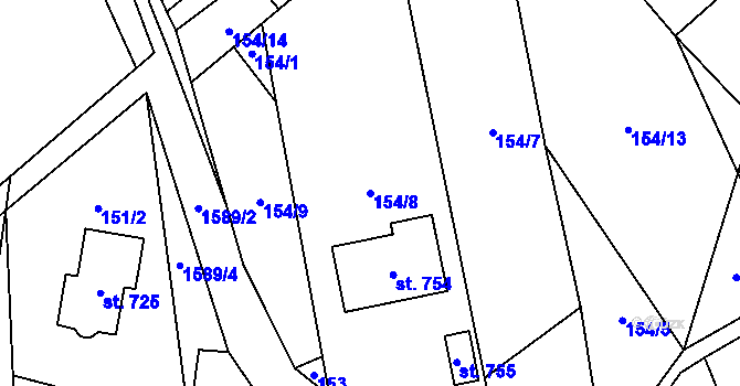 Parcela st. 154/8 v KÚ Štíty-město, Katastrální mapa