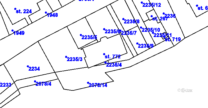 Parcela st. 772 v KÚ Štíty-město, Katastrální mapa