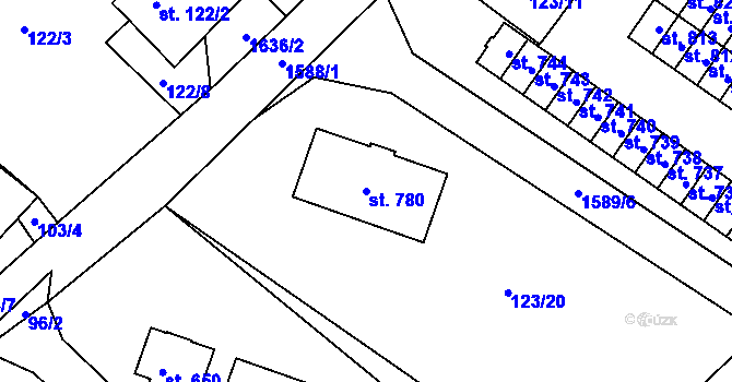 Parcela st. 780 v KÚ Štíty-město, Katastrální mapa