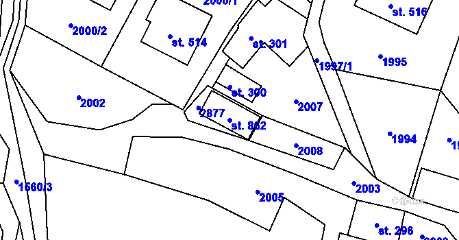 Parcela st. 862 v KÚ Štíty-město, Katastrální mapa