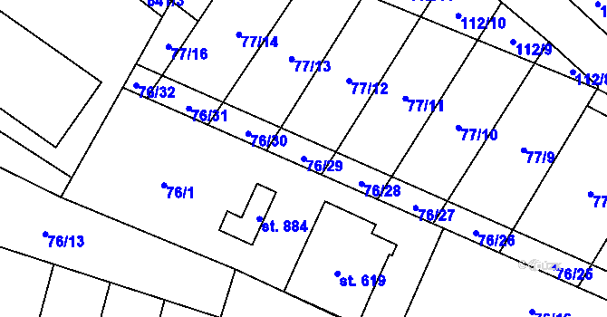 Parcela st. 76/29 v KÚ Štíty-město, Katastrální mapa