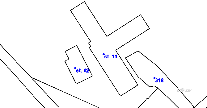 Parcela st. 11 v KÚ Štíty Hamerské, Katastrální mapa