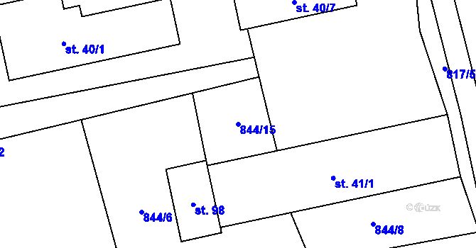 Parcela st. 844/15 v KÚ Studénka u Štoků, Katastrální mapa