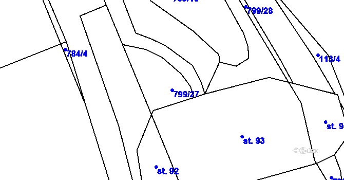 Parcela st. 799/27 v KÚ Studénka u Štoků, Katastrální mapa