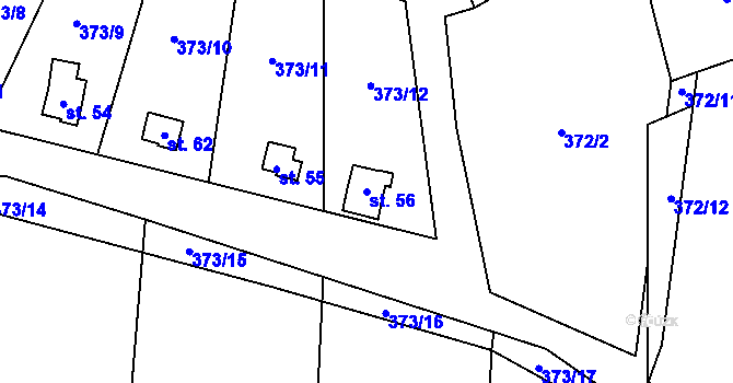 Parcela st. 56 v KÚ Studénka u Štoků, Katastrální mapa