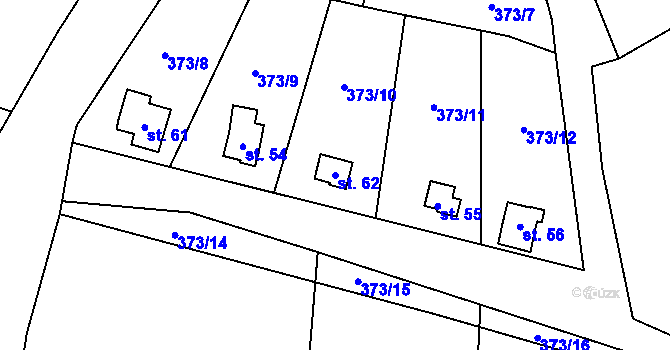 Parcela st. 62 v KÚ Studénka u Štoků, Katastrální mapa