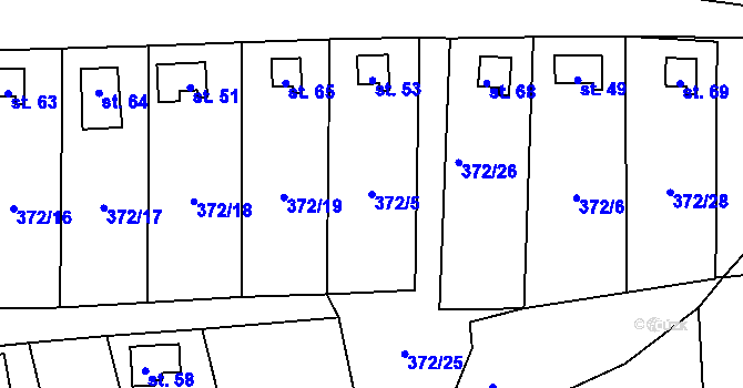 Parcela st. 372/5 v KÚ Studénka u Štoků, Katastrální mapa