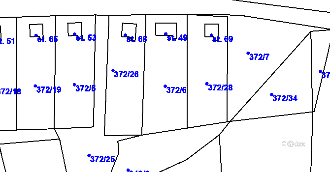 Parcela st. 372/6 v KÚ Studénka u Štoků, Katastrální mapa