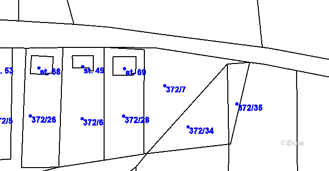 Parcela st. 372/7 v KÚ Studénka u Štoků, Katastrální mapa
