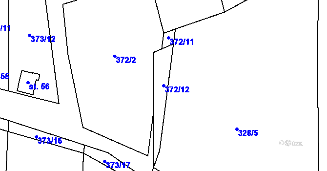 Parcela st. 372/12 v KÚ Studénka u Štoků, Katastrální mapa