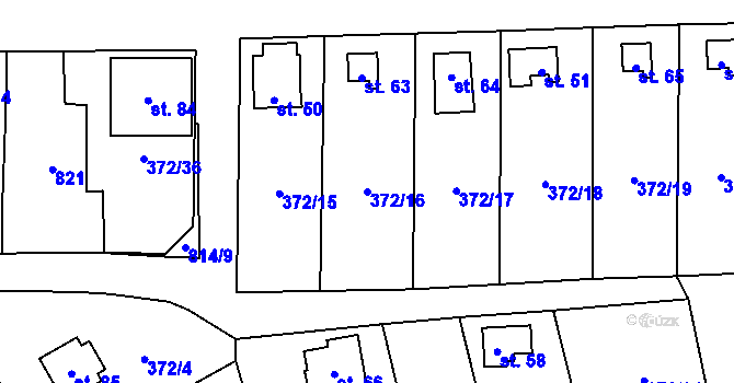 Parcela st. 372/16 v KÚ Studénka u Štoků, Katastrální mapa