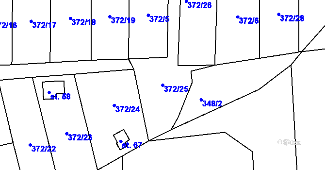 Parcela st. 372/25 v KÚ Studénka u Štoků, Katastrální mapa