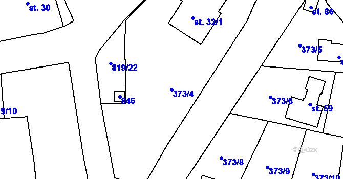 Parcela st. 373/4 v KÚ Studénka u Štoků, Katastrální mapa