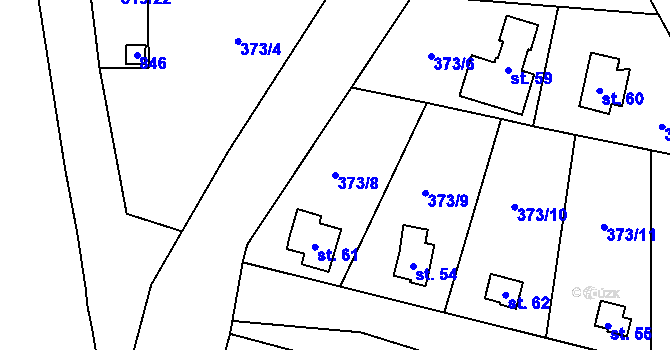 Parcela st. 373/8 v KÚ Studénka u Štoků, Katastrální mapa