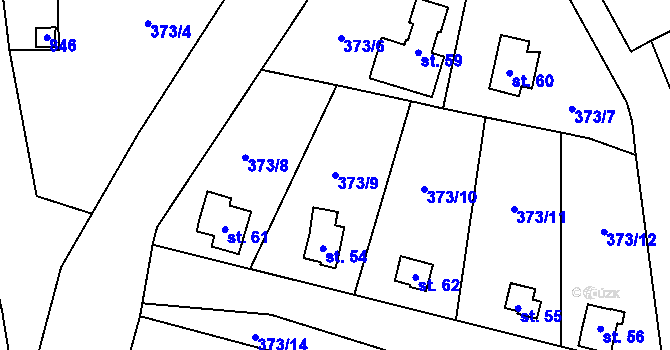 Parcela st. 373/9 v KÚ Studénka u Štoků, Katastrální mapa