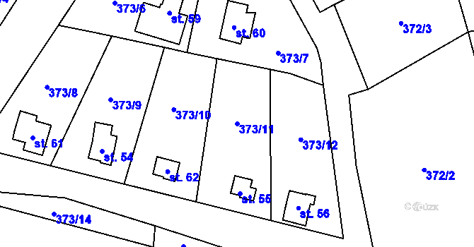 Parcela st. 373/11 v KÚ Studénka u Štoků, Katastrální mapa