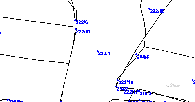 Parcela st. 222/1 v KÚ Studénka u Štoků, Katastrální mapa