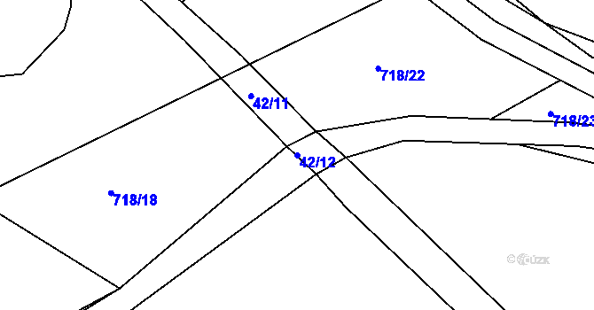 Parcela st. 42/12 v KÚ Studénka u Štoků, Katastrální mapa