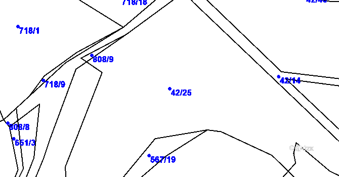 Parcela st. 42/25 v KÚ Studénka u Štoků, Katastrální mapa