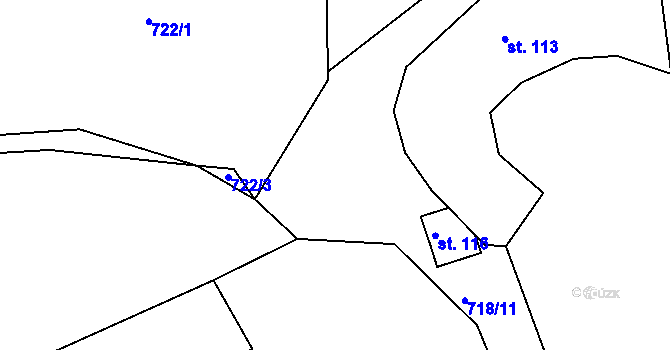 Parcela st. 718/10 v KÚ Studénka u Štoků, Katastrální mapa