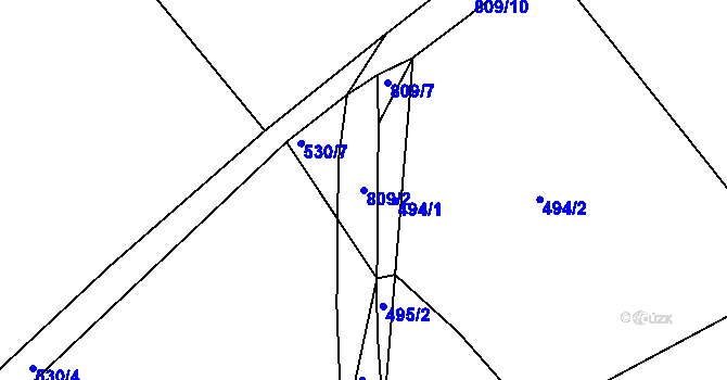 Parcela st. 809/2 v KÚ Studénka u Štoků, Katastrální mapa