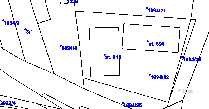 Parcela st. 811 v KÚ Štoky, Katastrální mapa