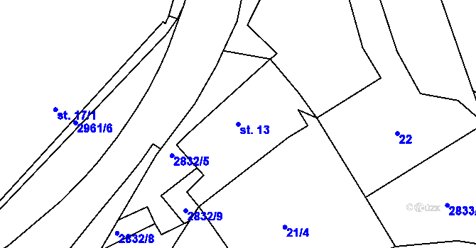 Parcela st. 13 v KÚ Štoky, Katastrální mapa
