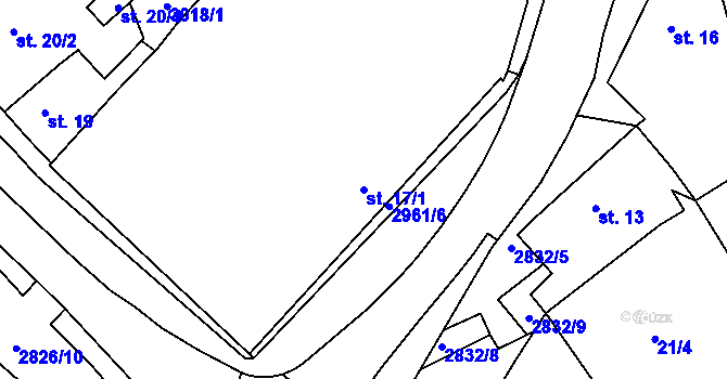 Parcela st. 17/1 v KÚ Štoky, Katastrální mapa
