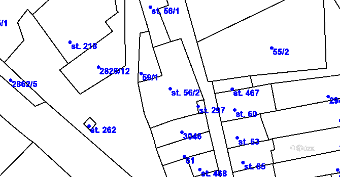 Parcela st. 56/2 v KÚ Štoky, Katastrální mapa