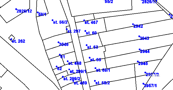 Parcela st. 63 v KÚ Štoky, Katastrální mapa