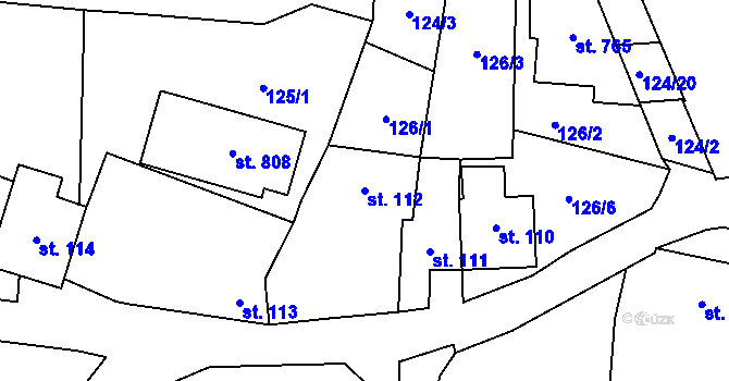 Parcela st. 112 v KÚ Štoky, Katastrální mapa