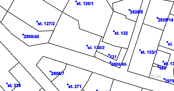 Parcela st. 130/2 v KÚ Štoky, Katastrální mapa