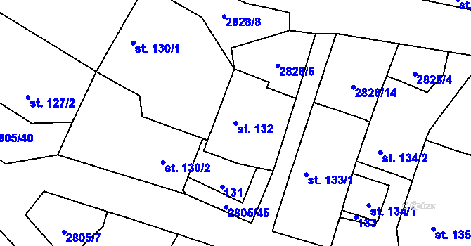 Parcela st. 132 v KÚ Štoky, Katastrální mapa