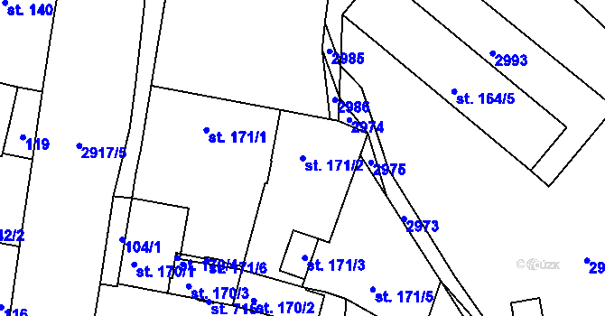 Parcela st. 171/2 v KÚ Štoky, Katastrální mapa