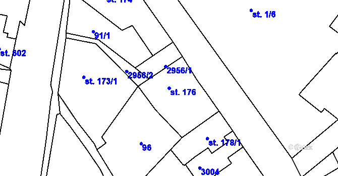 Parcela st. 176 v KÚ Štoky, Katastrální mapa
