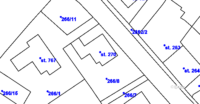 Parcela st. 270 v KÚ Štoky, Katastrální mapa