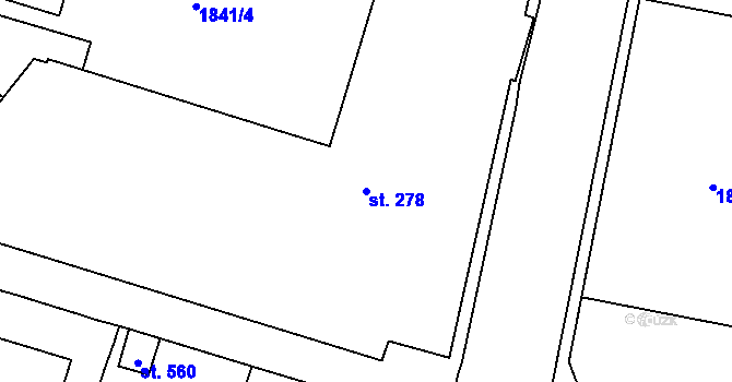 Parcela st. 278 v KÚ Štoky, Katastrální mapa