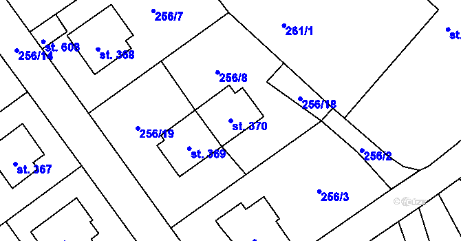 Parcela st. 370 v KÚ Štoky, Katastrální mapa